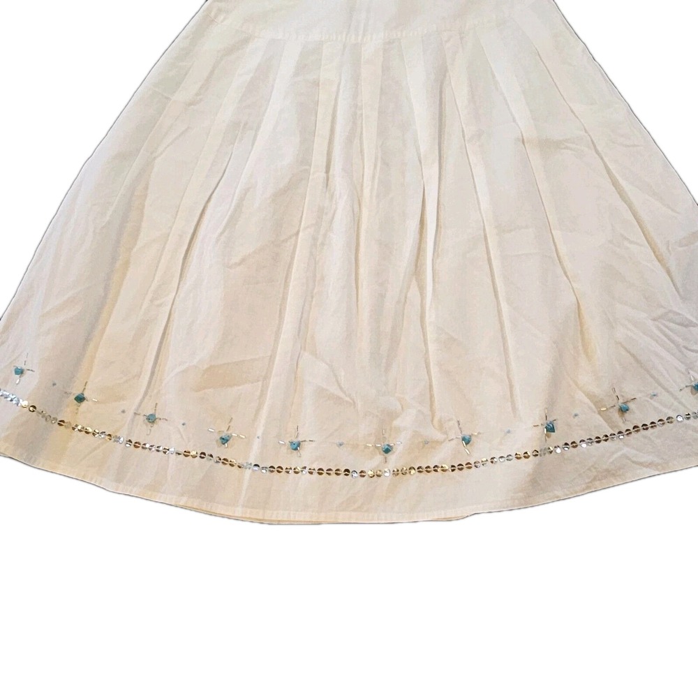 Women Embroidered White Lined A-LineSZ 6P Boho Hippie Cottagecore Prairie Casual